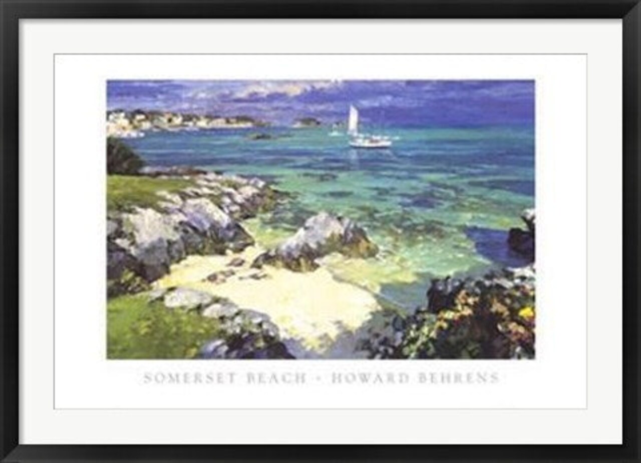 Framed Art Somerset Beach by Howard Behrens - Coastal 24x36 Inches